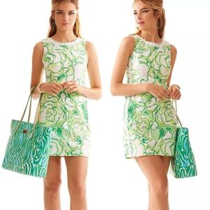 Lilly Pulitzer Green Mila Heart Breaker Jacquard Lace Dress Resort Chic